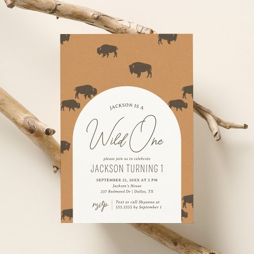 Wild One Bison Birthday Invitation
