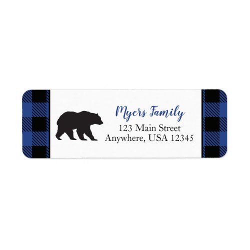 Wild One Black Bear blue Buffalo Plaid Label