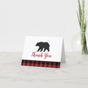 Wild One Black Bear Buffalo Plaid Thank You Card
