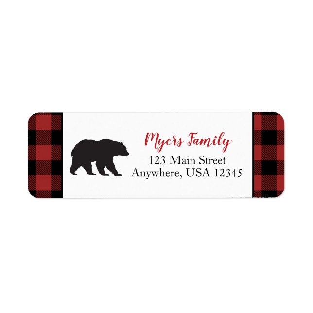 Wild One Black Bear Red Buffalo Plaid Label (Front)