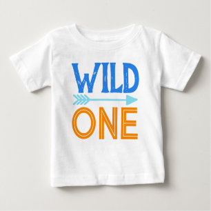 Wild One Blue and Orange First Birthday T-Shirt