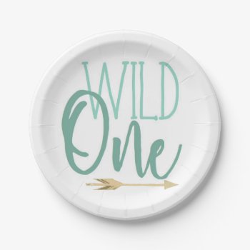 Wild One | Blue | First Birthday Party Paper Plates by RedefinedDesigns at Zazzle