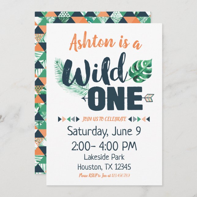 Wild One Boho First Birthday Invitation (Front/Back)