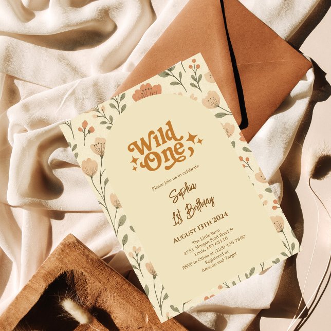Wild One Boho Floral 1st Birthday Invitation (Creator Uploaded)