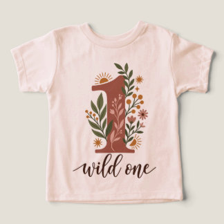 Wild One Boho Floral First Birthday Toddler T-shirt