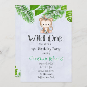Wild One Boho Monkey Birthday Party Invitation