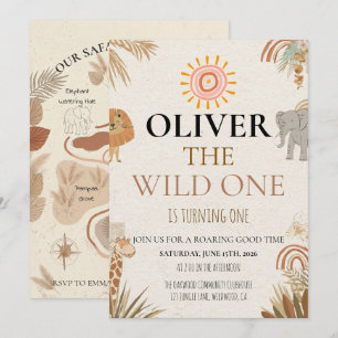 Wild One - Boho Safari First Birthday Invitation