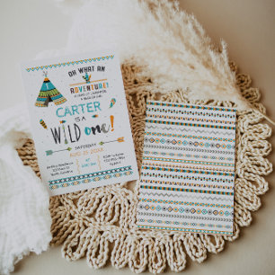 Wild One Boho Tribal Birthday Invitation