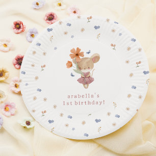 Wild One Boho Watercolor Wildflower 1st Birthday Paper Plates