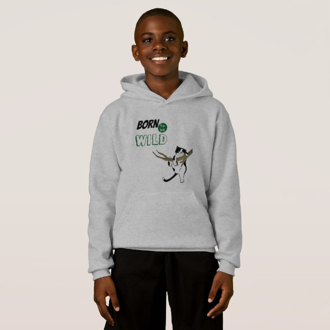 Wild One Born To Be Wild Cat Climbing Tree Hoodie (Front Full)
