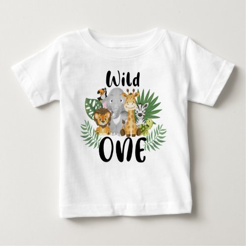 Wild One Boy 1st Birthday Jungle Safari Cute Baby Baby T_Shirt