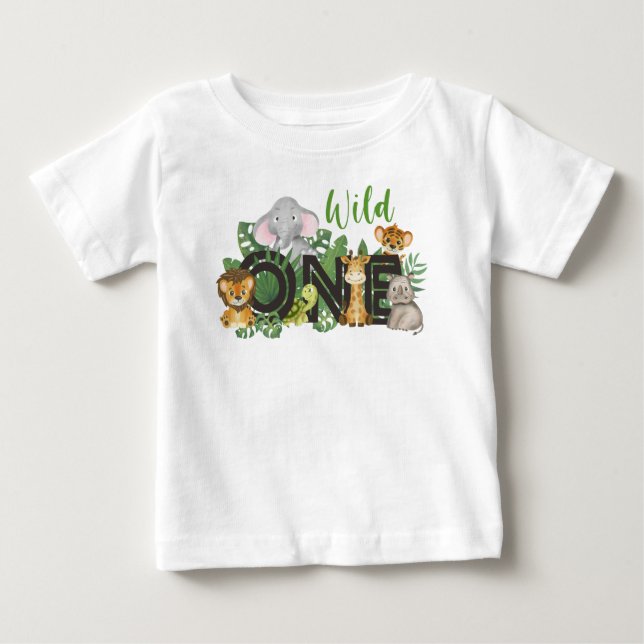 Wild One Boy 1st Birthday Jungle Safari Cute Baby Baby T-Shirt (Front)