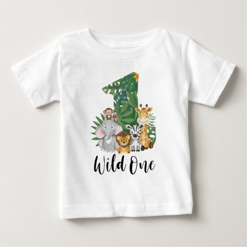 Wild One Boy 1st Birthday Jungle Safari Cute Baby T_Shirt