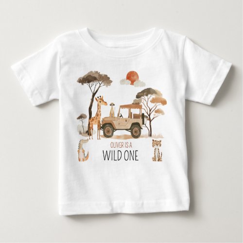 Wild One Boy 1st Birthday Safari Baby T_Shirt