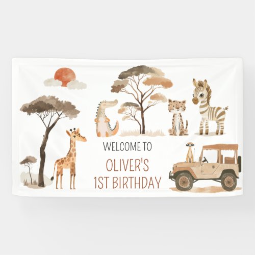 Wild One Boy 1st Birthday Safari Banner