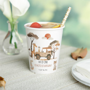 Wild One Boy 1st Birthday Safari Paper Cups