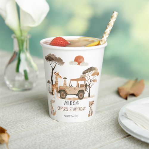 Wild One Boy 1st Birthday Safari Paper Cups