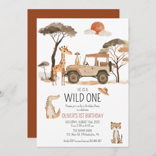 Wild One Boy 1st Birthday Safari Save The Date