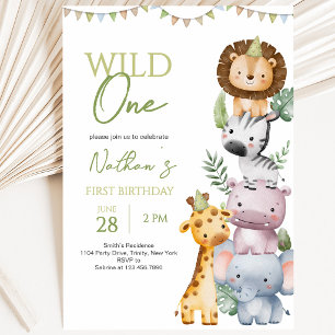 Wild One Boy Birthday Invitation