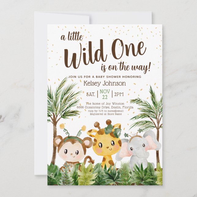 Wild One Boy Jungle Baby Shower Invitation (Front)