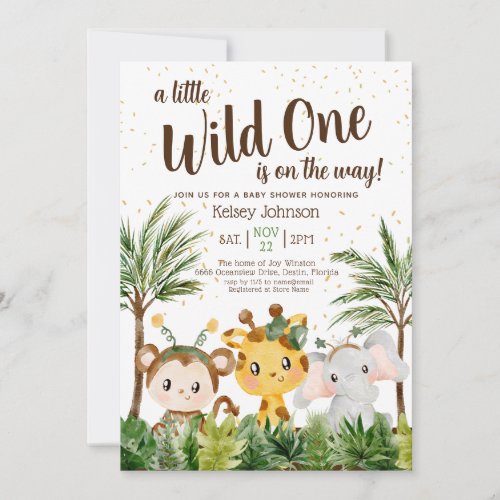 Wild One Boy Jungle Baby Shower Invitation