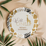 Wild one boy safari birthday paper plates<br><div class="desc">Wild one boy safari birthday Paper Plates
Matching items available.</div>