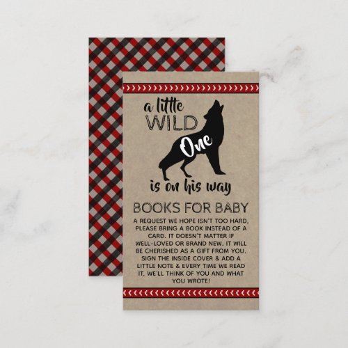 Wild One Boys Baby Shower Book Request Enclosure Card