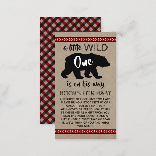 Wild One Boys Baby Shower Book Request Enclosure Card