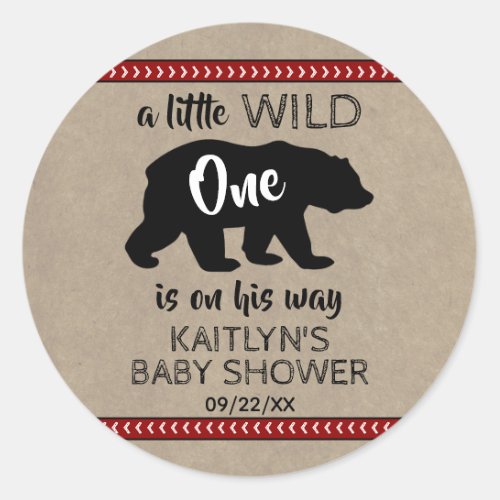 Wild One Boys Baby Shower Classic Round Sticker