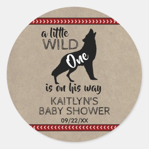 Wild One Boys Baby Shower Classic Round Sticker