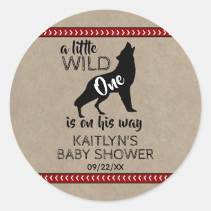 Wild One Boys Baby Shower Classic Round Sticker