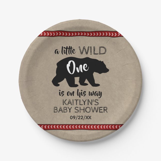 Wild One Boys Baby Shower Paper Plates (Front)