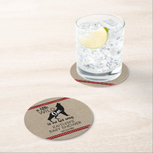 Wild One Boys Baby Shower Round Paper Coaster
