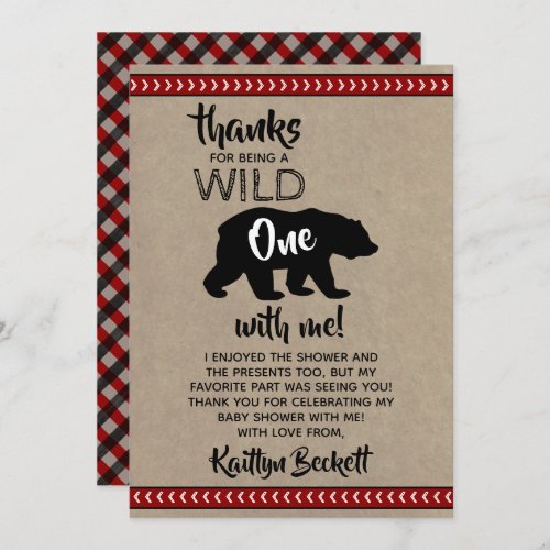 Wild One Boys Baby Shower Thank You Card