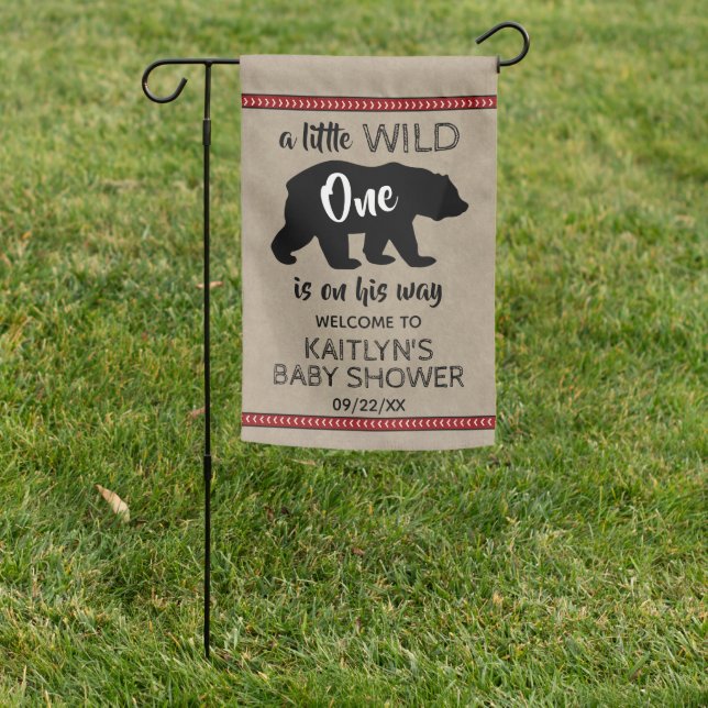 Wild One Boys Baby Shower Welcome Garden Flag (In SItu)