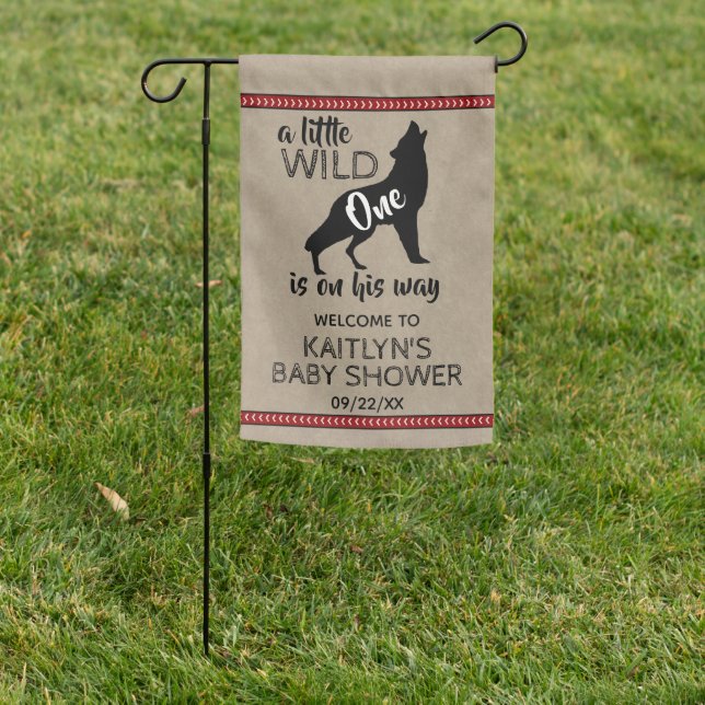 Wild One Boys Baby Shower Welcome Garden Flag (In SItu)