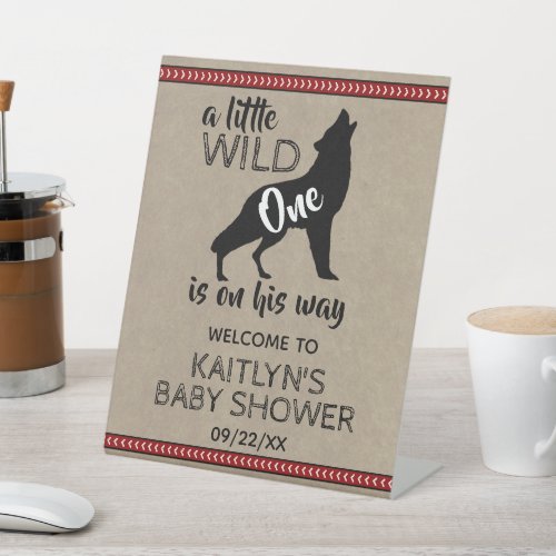 Wild One Boys Baby Shower Welcome Pedestal Sign