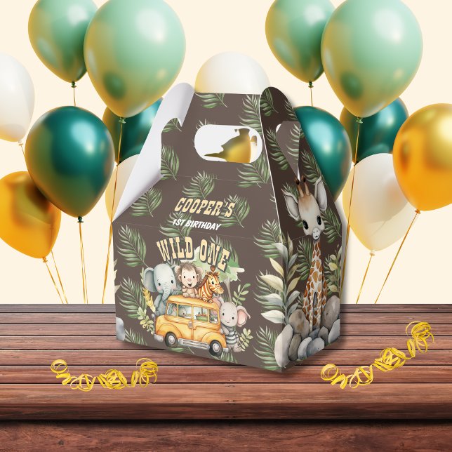 Wild one boys birthday safari animals favor boxes (Creator Uploaded)