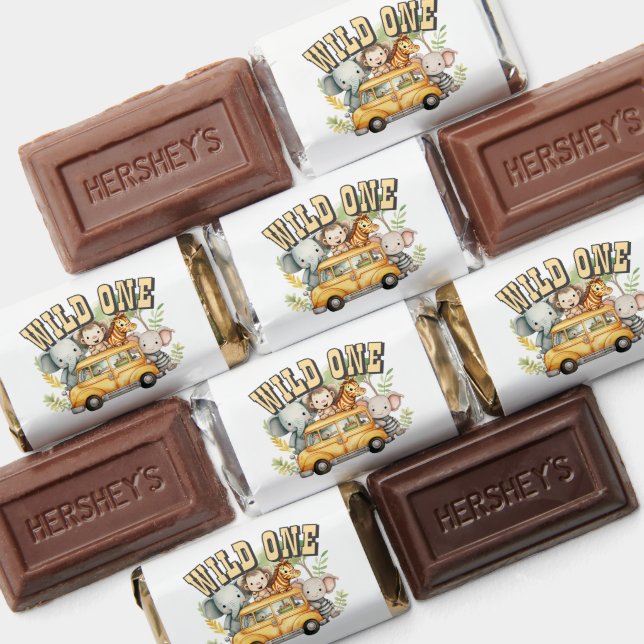 Wild one boys birthday safari animals  hershey's miniatures (Assorted)