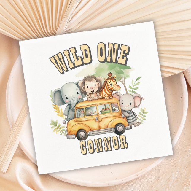 Wild one boys birthday safari animals  napkins (Creator Uploaded)