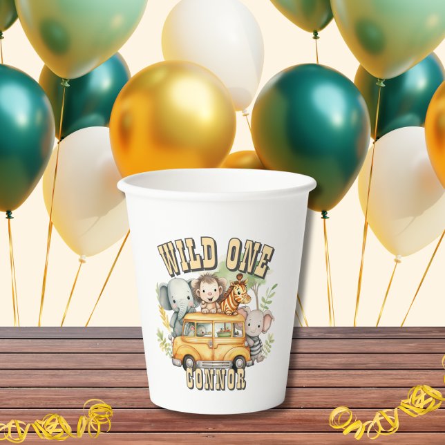 Wild one boys birthday safari animals  paper cups (Creator Uploaded)
