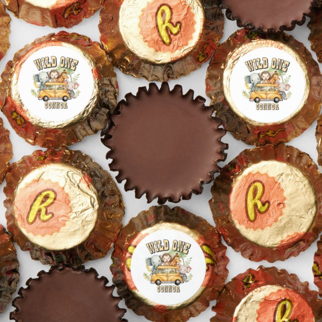 Wild one boys birthday safari animals  reese's peanut butter cups (Assorted)