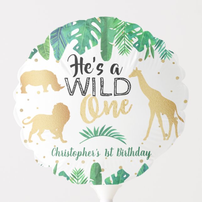 Wild One Boys First Birthday Party Balloon (Front)