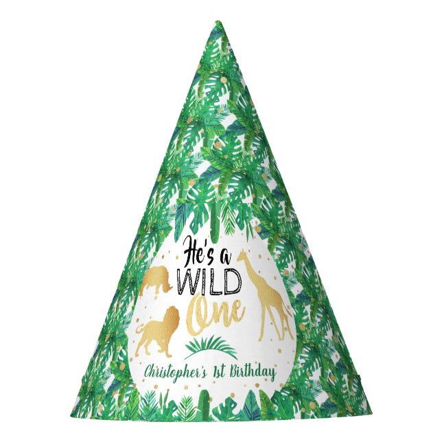 Wild One Boys First Birthday Party Hat (Front)