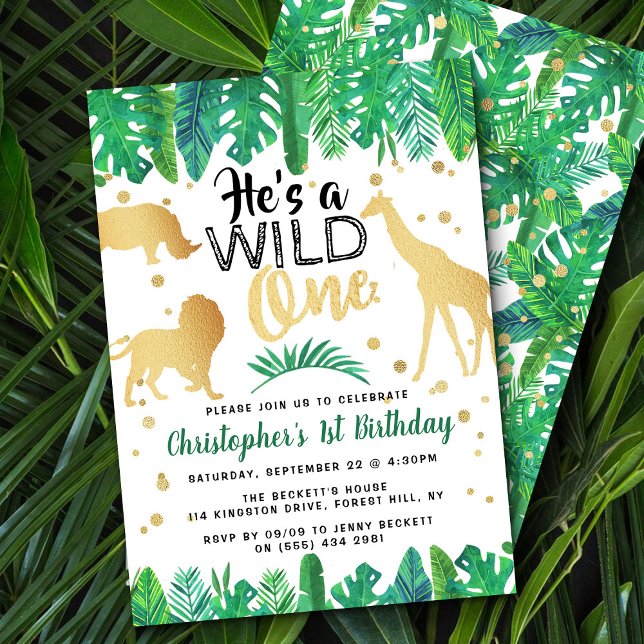 Wild One Boys First Birthday Party Invitations (Creator Uploaded)