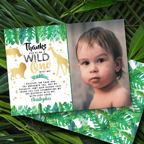 Wild One Boys First Birthday Photo Thank You Card