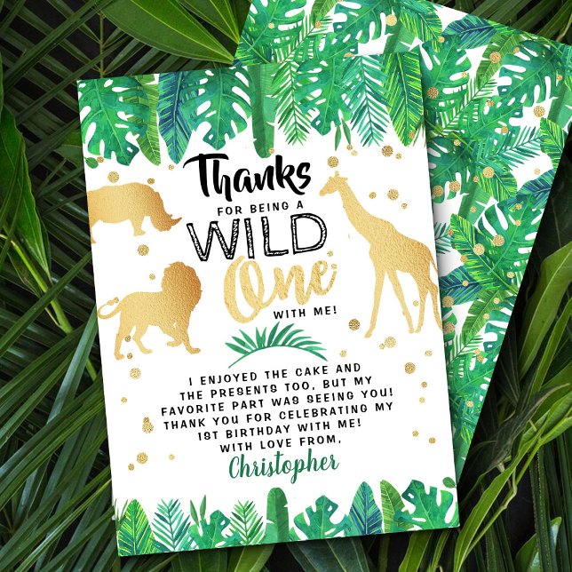 Wild One Boys First Birthday Thank You Card (Creator Uploaded)