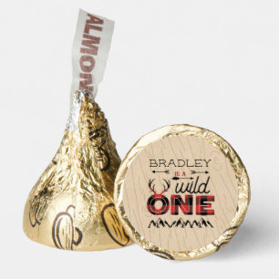 Wild One Boys Rustic Plaid Lumberjack 1st Birthday Hershey®'s Kisses®