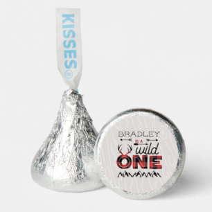 Wild One Boys Rustic Plaid Lumberjack 1st Birthday Hershey®'s Kisses®