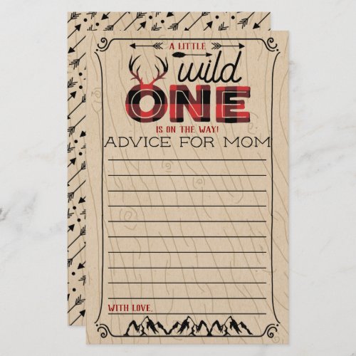 Wild One Boys Rustic Plaid Lumberjack Baby Advice